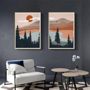 Wall art - Mid Century Mountain (2 sets)- Canvas Prints- Poster Prints