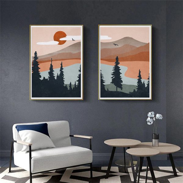 Wall art - Mid Century Mountain (2 sets)- Canvas Prints- Poster Prints