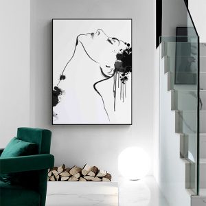 Wall Art - Watercolor Sketch Female Face - Canvas Prints-Poster Prints
