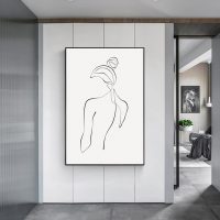 Wall Art - Woman Back Line Art - Canvas Prints-Poster Prints