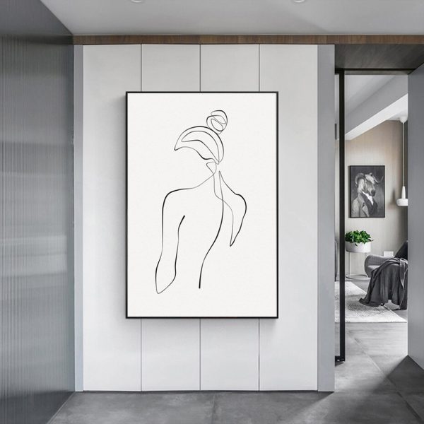 Wall Art - Woman Back Line Art - Canvas Prints-Poster Prints