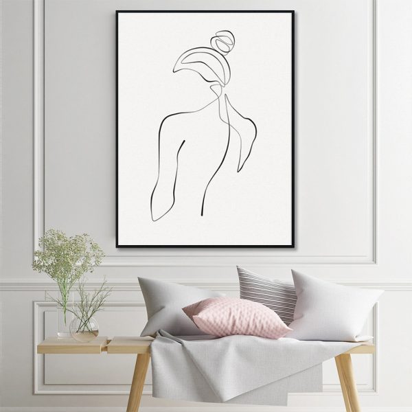 Wall Art - Woman Back Line Art - Canvas Prints-Poster Prints - Image 3