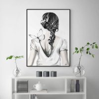 Wall Art - Woman Back With Butterfly - Canvas Prints-Poster Prints - Image 2