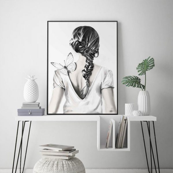 Wall Art - Woman Back With Butterfly - Canvas Prints-Poster Prints - Image 3