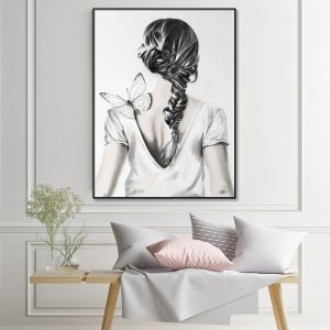 Wall Art - Woman Back With Butterfly - Canvas Prints-Poster Prints