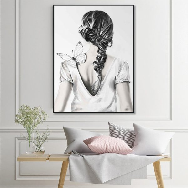 Wall Art - Woman Back With Butterfly - Canvas Prints-Poster Prints