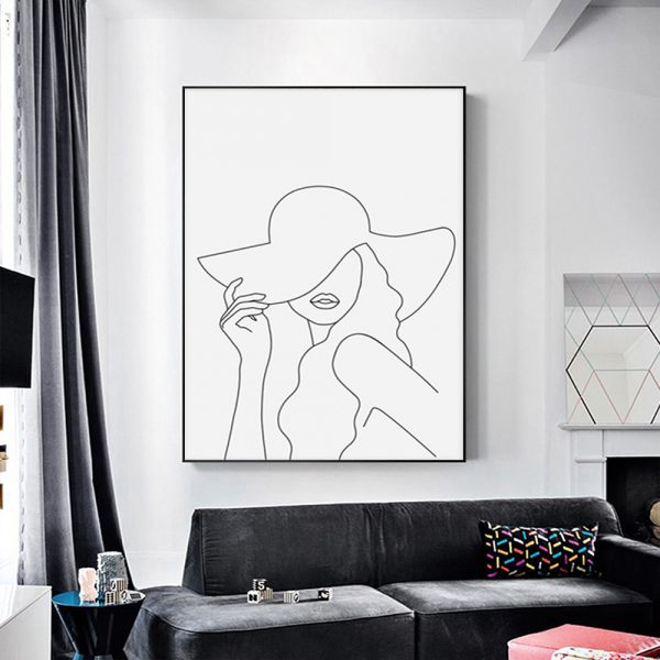 Wall Art - Woman Line Art - Canvas Prints-Poster Prints - Image 2