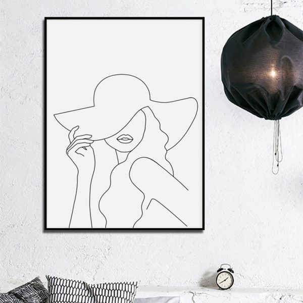 Wall Art - Woman Line Art - Canvas Prints-Poster Prints - Image 3