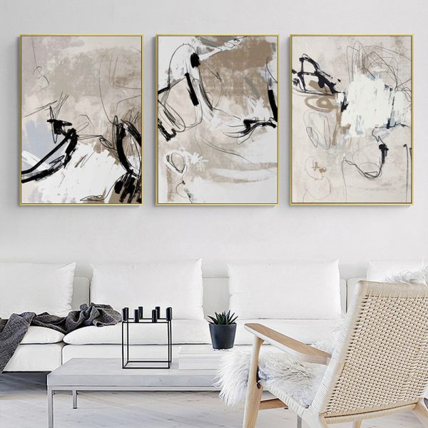 Wall Art  - Modern Abstract Beige 3 Sets - Poster Prints -Canvas Prints - Image 2