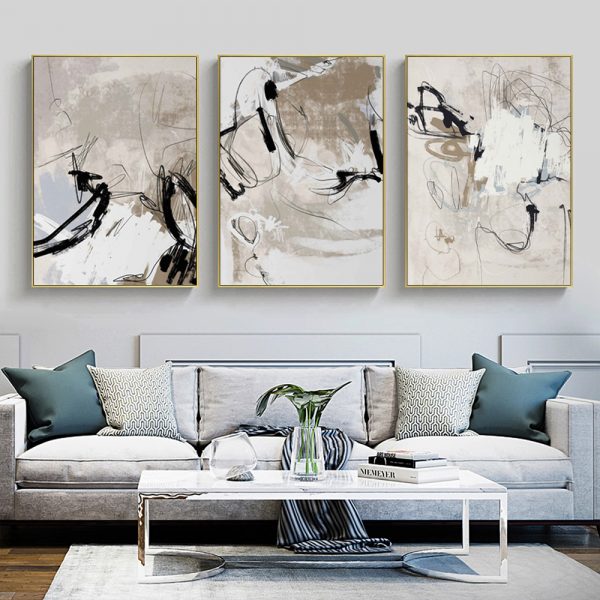 Wall Art  - Modern Abstract Beige 3 Sets - Poster Prints -Canvas Prints - Image 3