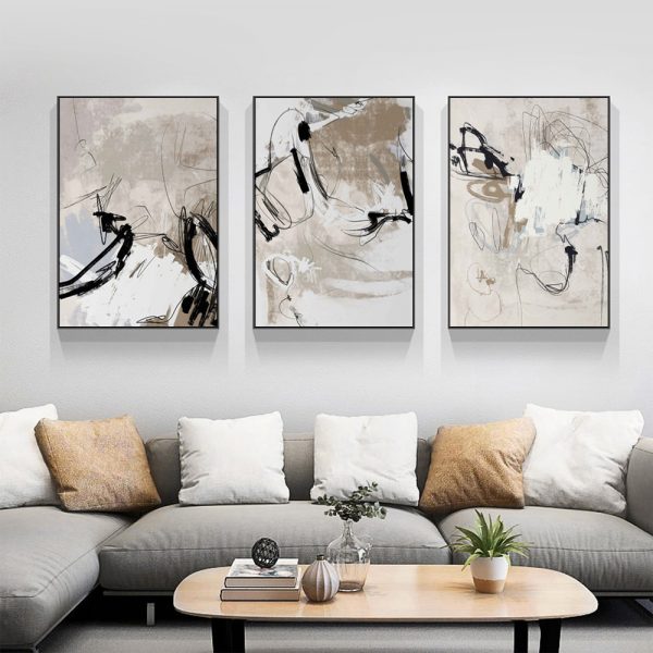 Wall Art  - Modern Abstract Beige 3 Sets - Poster Prints -Canvas Prints