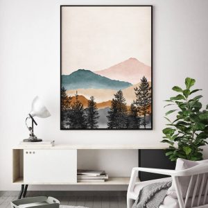 Wall Art - Boho Abstract Mountain - Canvas Prints-Poster Prints