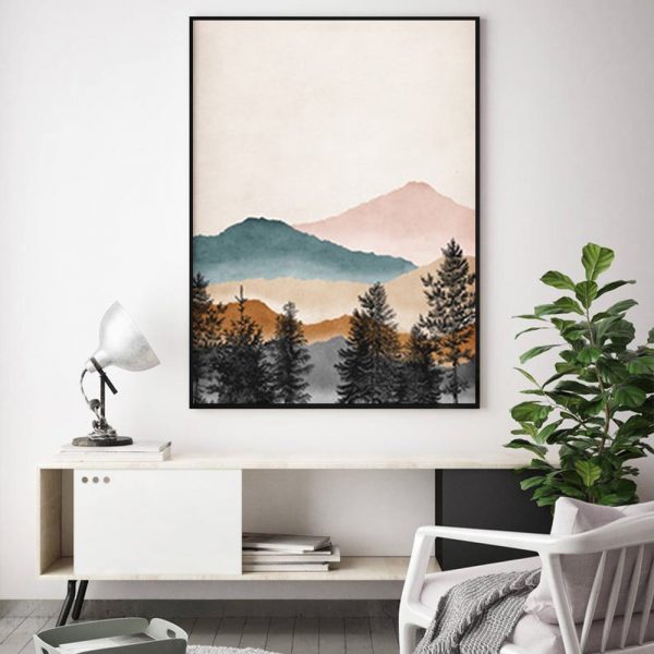 Wall Art - Boho Abstract Mountain - Canvas Prints-Poster Prints