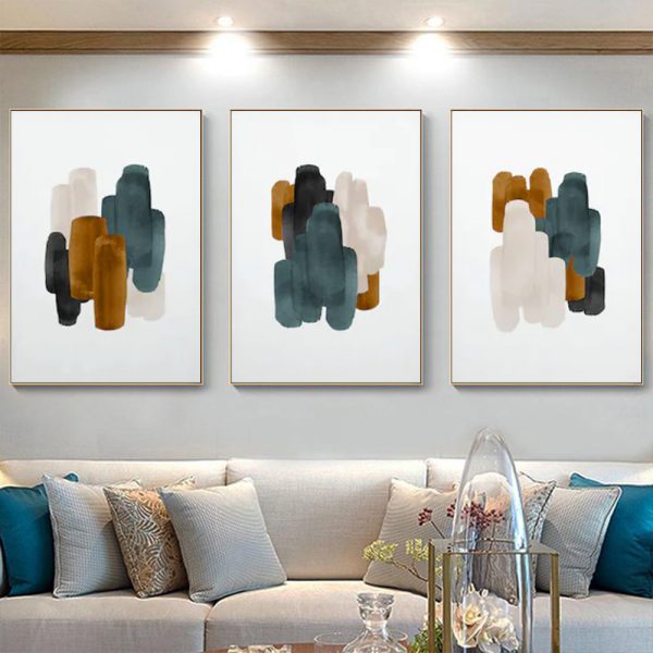 Wall Art  - Green and Rust - 3 Sets - Poster Prints -Canvas Prints - Image 2