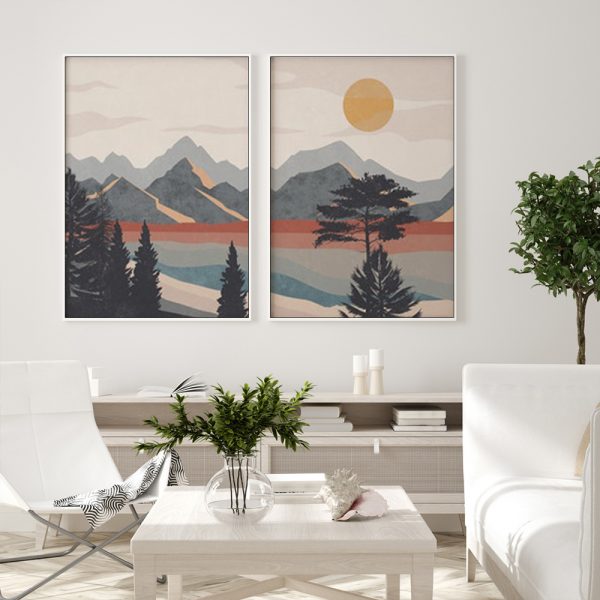 Wall art - Mid Century Boho Art (2 sets)- Canvas Prints- Poster Prints - Image 2