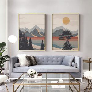 Wall art - Mid Century Boho Art (2 sets)- Canvas Prints- Poster Prints