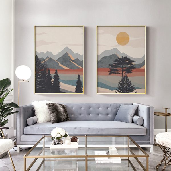 Wall art - Mid Century Boho Art (2 sets)- Canvas Prints- Poster Prints