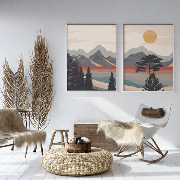 Wall art - Mid Century Boho Art (2 sets)- Canvas Prints- Poster Prints - Image 3