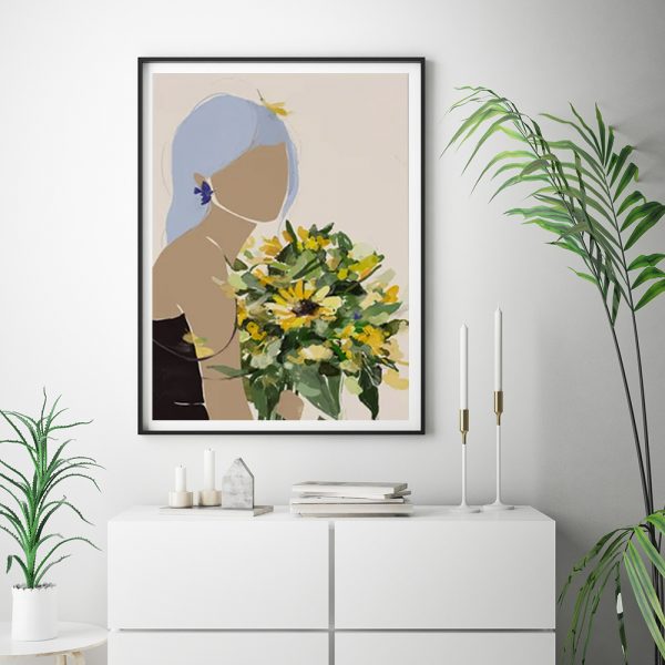Wall Art - Sunflower Abstract Face - Canvas Prints-Poster Prints - Image 2