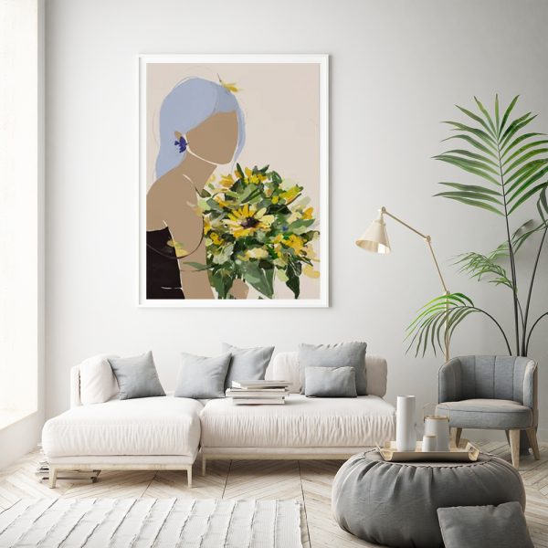 Wall Art - Sunflower Abstract Face - Canvas Prints-Poster Prints - Image 3