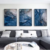 Wall Art  - Blue Gold Marble 3 Sets - Poster Prints -Canvas Prints - Image 2