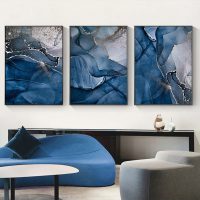 Wall Art  - Blue Gold Marble 3 Sets - Poster Prints -Canvas Prints - Image 3