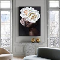 Wall Art - Flower African Woman - Canvas Prints-Poster Prints