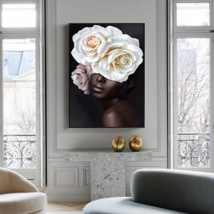 Wall Art - Flower African Woman - Canvas Prints-Poster Prints