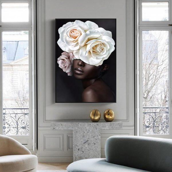Wall Art - Flower African Woman - Canvas Prints-Poster Prints