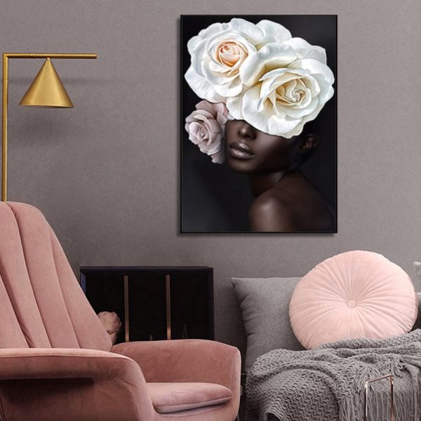 Wall Art - Flower African Woman - Canvas Prints-Poster Prints - Image 3