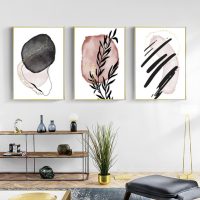 Wall Art  - Abstract Pink and Black 3 Sets - Poster Prints -Canvas Prints