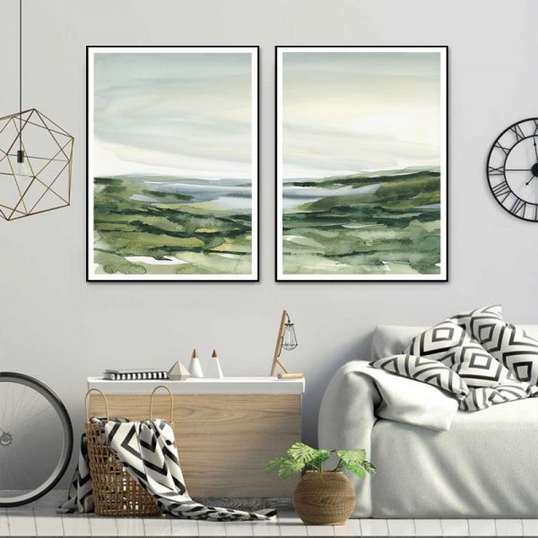 Wall art - Watercolor landscape (2 sets)- Canvas Prints- Poster Prints