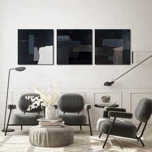 Wall Art - Abstract Black 3 Sets - Canvas Prints - Poster Prints
