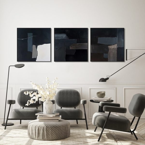Wall Art - Abstract Black 3 Sets - Canvas Prints - Poster Prints