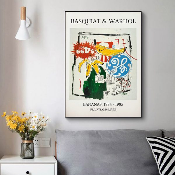 Wall Art - Basquiat Bananas 1985 Exhibition - Canvas Prints-Poster Prints - Image 3