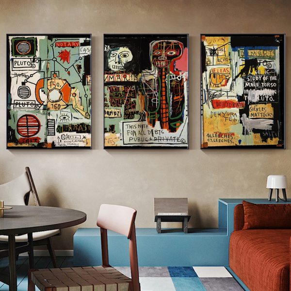 Wall Art  - Jean Michel Basquiat Artwork 3 Sets - Poster Prints -Canvas Prints - Image 3