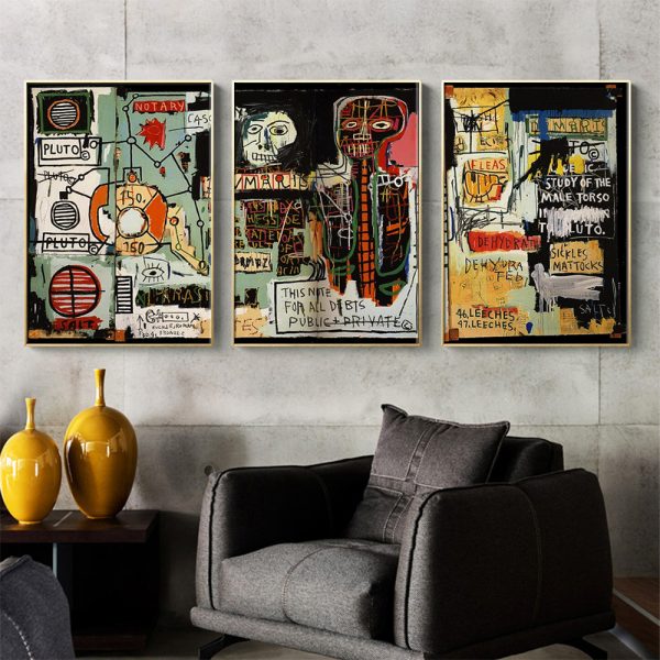 Wall Art  - Jean Michel Basquiat Artwork 3 Sets - Poster Prints -Canvas Prints