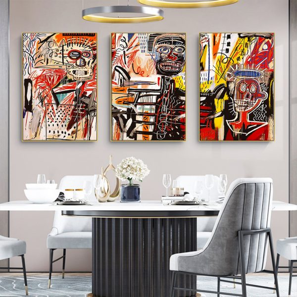 Wall Art  - Jean Michel Basquiat Crown Graffiti 3 Sets - Poster Prints -Canvas Prints - Image 2