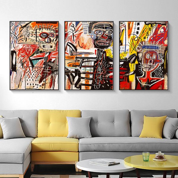 Wall Art  - Jean Michel Basquiat Crown Graffiti 3 Sets - Poster Prints -Canvas Prints - Image 3