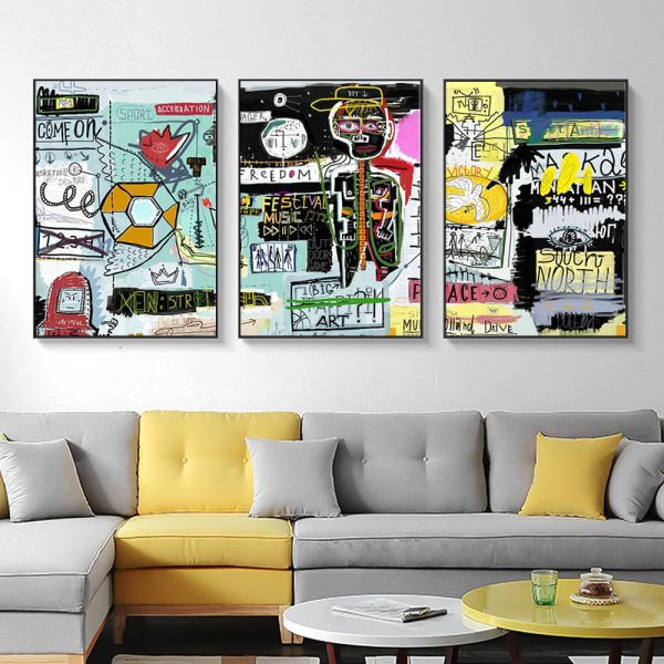 Wall Art  - Michel Basquiat Graffiti 3 Sets - Poster Prints -Canvas Prints
