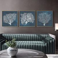 Wall Art - Blue Coral 3 Sets - Canvas Prints - Poster Prints - Image 2