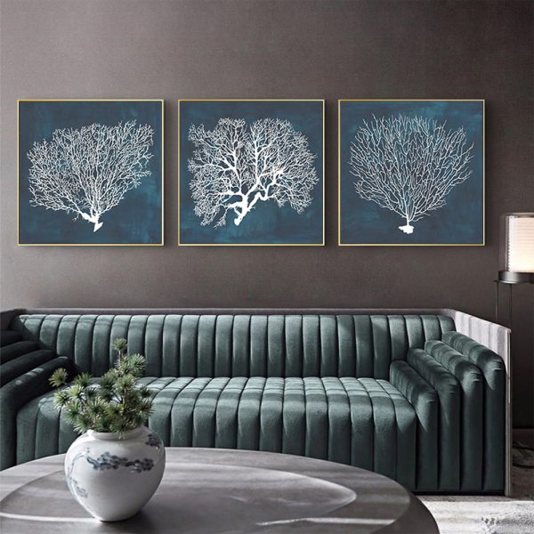Wall Art - Blue Coral 3 Sets - Canvas Prints - Poster Prints - Image 2