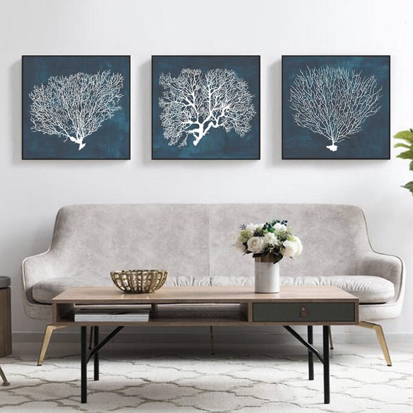 Wall Art - Blue Coral 3 Sets - Canvas Prints - Poster Prints - Image 3