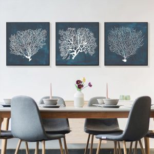 Wall Art - Blue Coral 3 Sets - Canvas Prints - Poster Prints