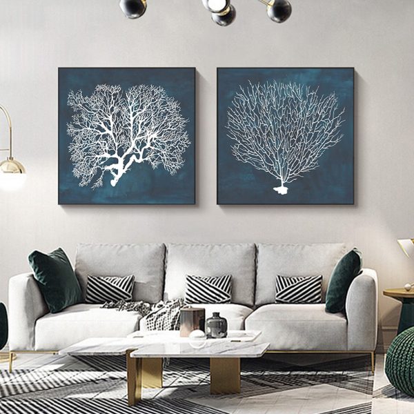 Wall Art - Blue Coral (2 sets)- Canvas Prints-Poster Prints - Image 2