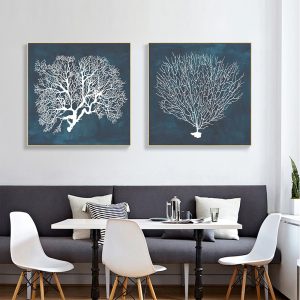 Wall Art - Blue Coral (2 sets)- Canvas Prints-Poster Prints