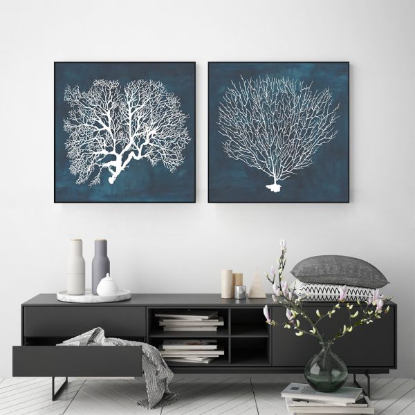 Wall Art - Blue Coral (2 sets)- Canvas Prints-Poster Prints - Image 3