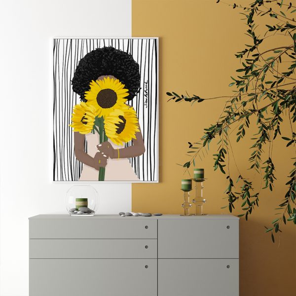 Wall Art - African Woman Sunflower - Canvas Prints-Poster Prints - Image 2