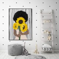 Wall Art - African Woman Sunflower - Canvas Prints-Poster Prints - Image 3