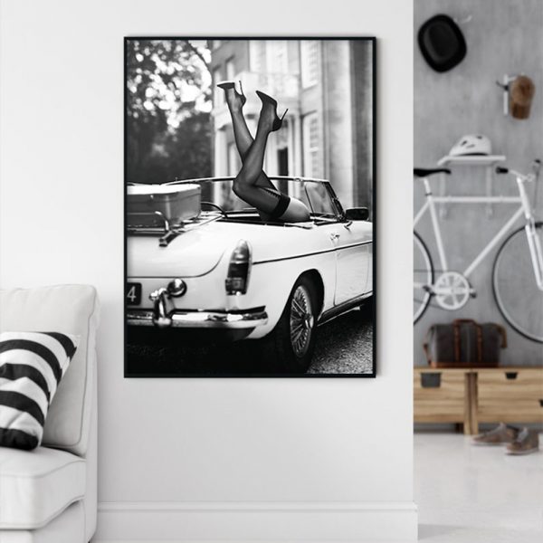 Wall Art - High Heels in Classic Car - Canvas Prints-Poster Prints - Image 3
